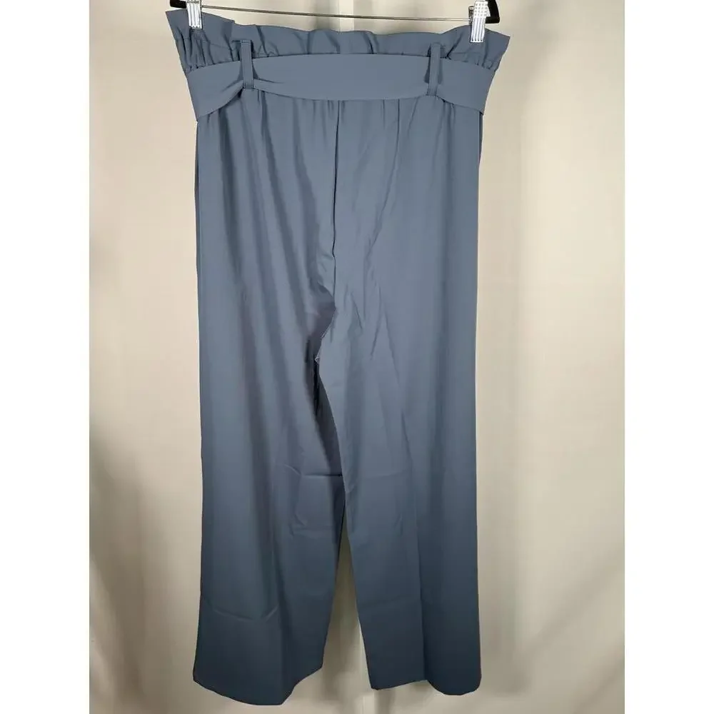 NWT Halara High Waisted Belted Pocket Wide Leg Work Pants Deep Sea Gray Blue XL - Picture 7 of 13